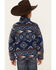 Wrangler Boys' Southwestern Print Sherpa Quarter-Zip Jacket, Blue, hi-res