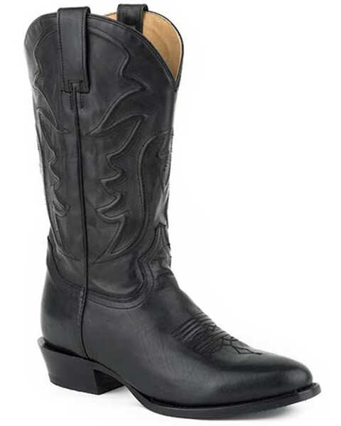 Stetson Men's Ames Corded Shaft Western Boots - Round Toe , Black