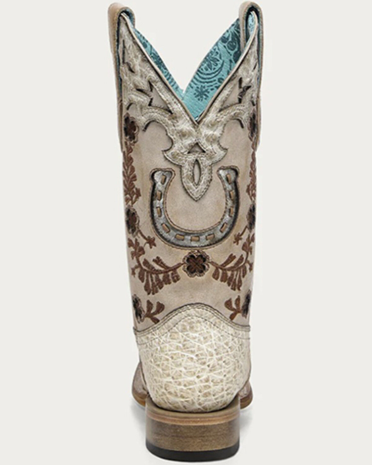 Corral Women's Horseshoe Overlay Exotic Ostrich Western Boots - Square Toe