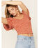 Beyond The Radar Women's Floral Print Smocked Top, Rust Copper, hi-res