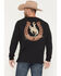 Image #1 - Wrangler Men's Boot Barn Exclusive Horseshoe Cowboy Long Sleeve Graphic T-Shirt, Black, hi-res