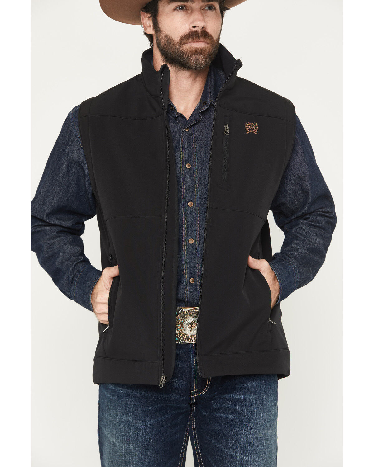 Image #4 - Cinch Men's Bonded Concealed Carry Softshell Vest - Big, Black, hi-res