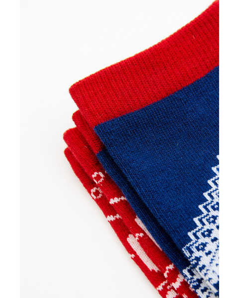 RANK 45® Girls' Bandana Print Socks - 2-Pack, Red/white/blue, hi-res