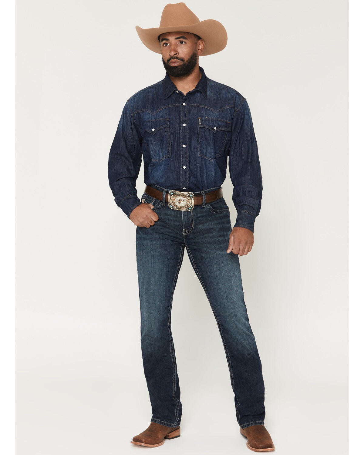 Cinch Men's Boot Barn Exclusive Ian Dark Wash Slim Bootcut Performance Stretch Denim Jeans, Indigo, hi-res