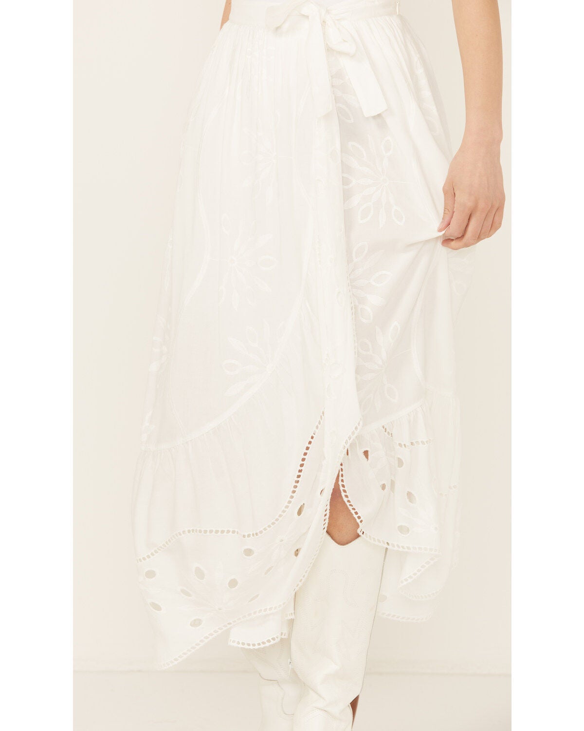 Image #2 - Beyond The Radar Women's Eyelet Midi Skirt, White, hi-res
