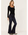 Image #1 - Idyllwind Women's Hillsboro Dark Wash High Rise Seamed Outlaw Flare Jeans, Super Dark Wash, hi-res