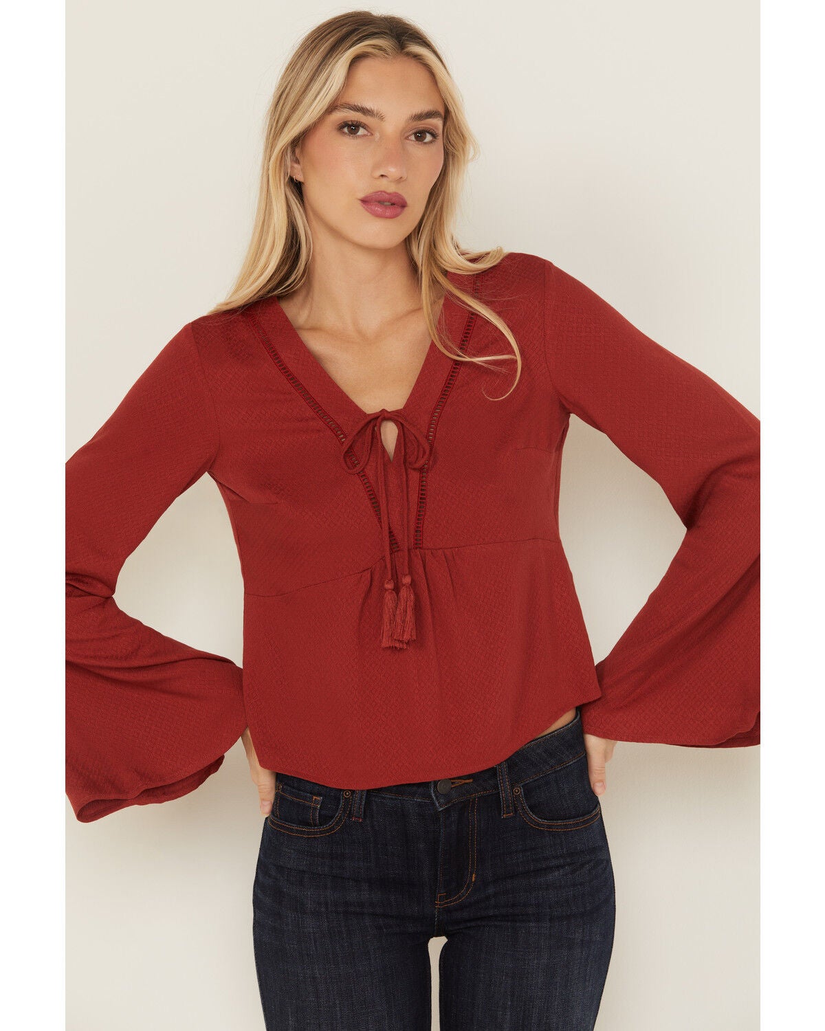 Idyllwind Women's Cedar Lace-Up Top, Chilli, hi-res