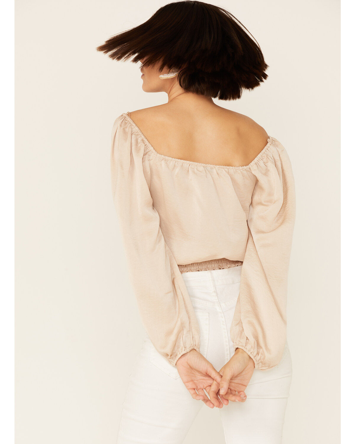Image #4 - Lush Women's Lace Detail Puff Sleeve Top, , hi-res