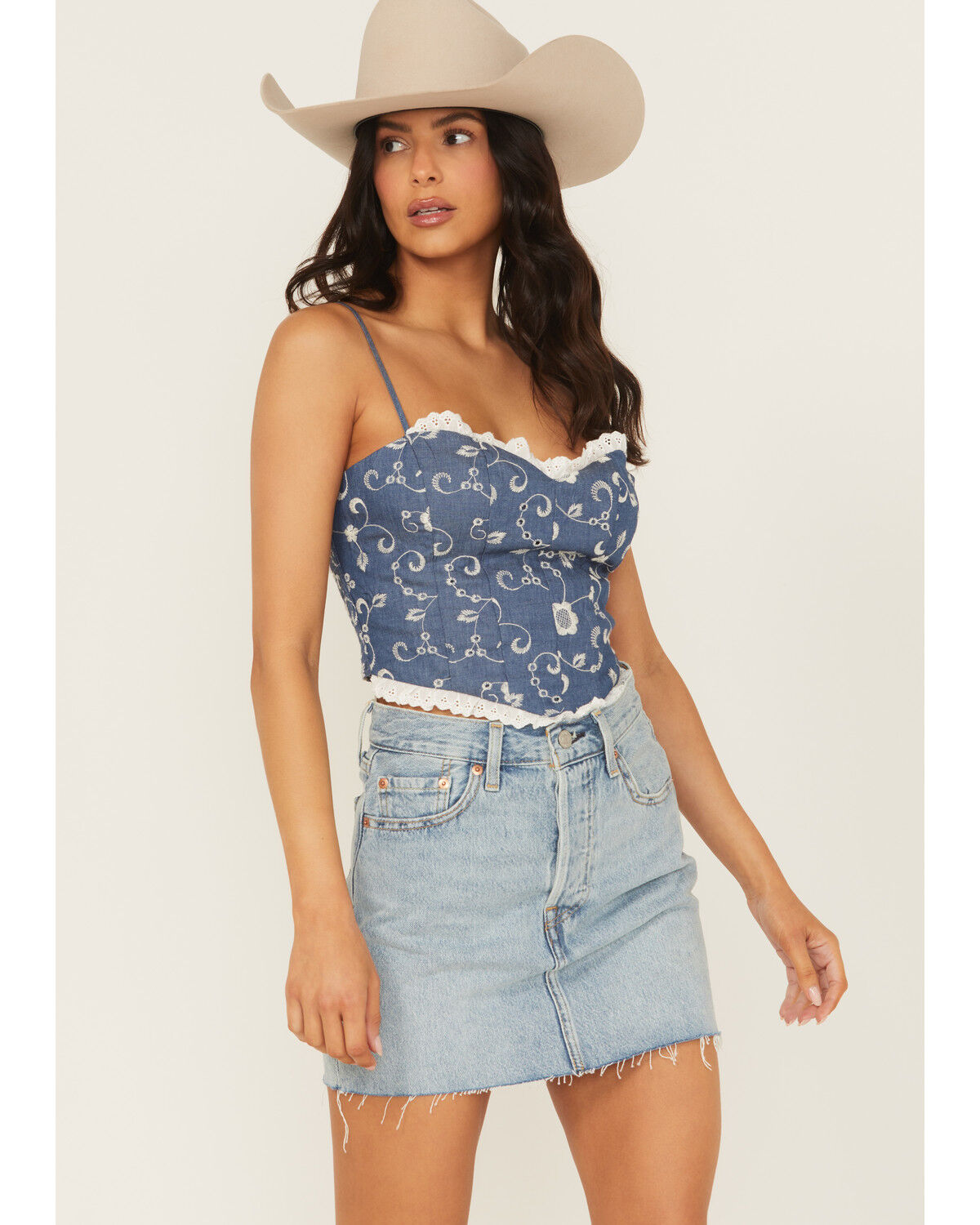 Product Name:  Shyanne Women's Embroidered Denim Corset