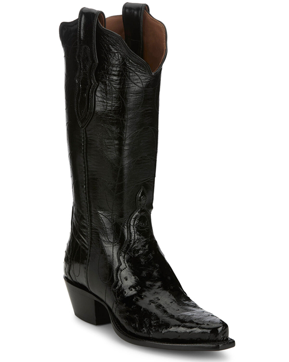Image #1 - Tony Lama Women's Boot Barn Exclusive Exotic Ostrich Western Boots - Snip Toe, Black, hi-res