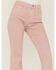 Image #2 - Sneak Peek Women's High Rise Raw Hem Crop Jeans, Pink, hi-res