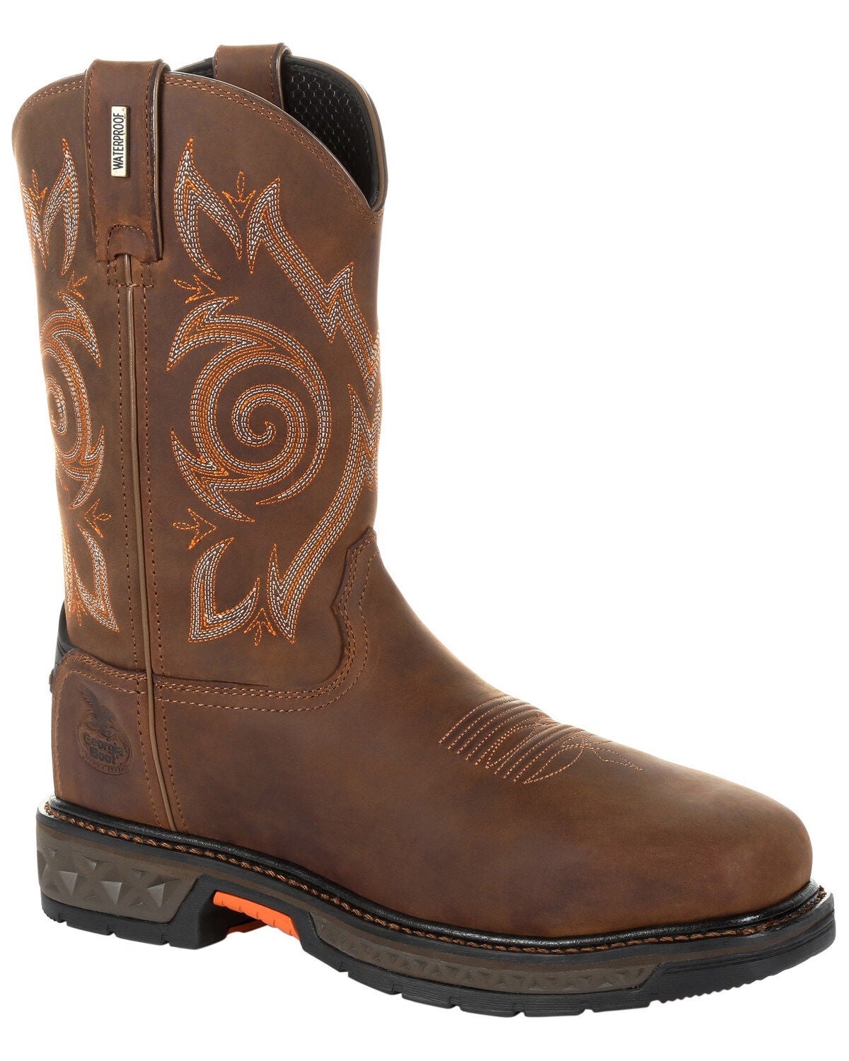 Georgia Boot Men's Carbo-Tec LT Waterproof Western Work Boots - Steel Toe, Brown, hi-res