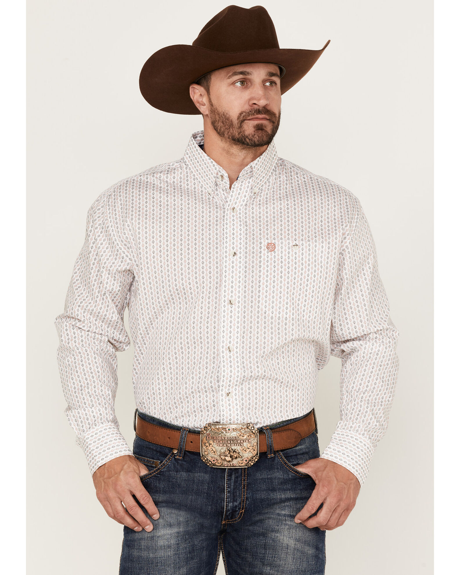 George Strait by Wrangler Men's Geo Print Button Down Western Shirt - Big &  Tall | Boot Barn