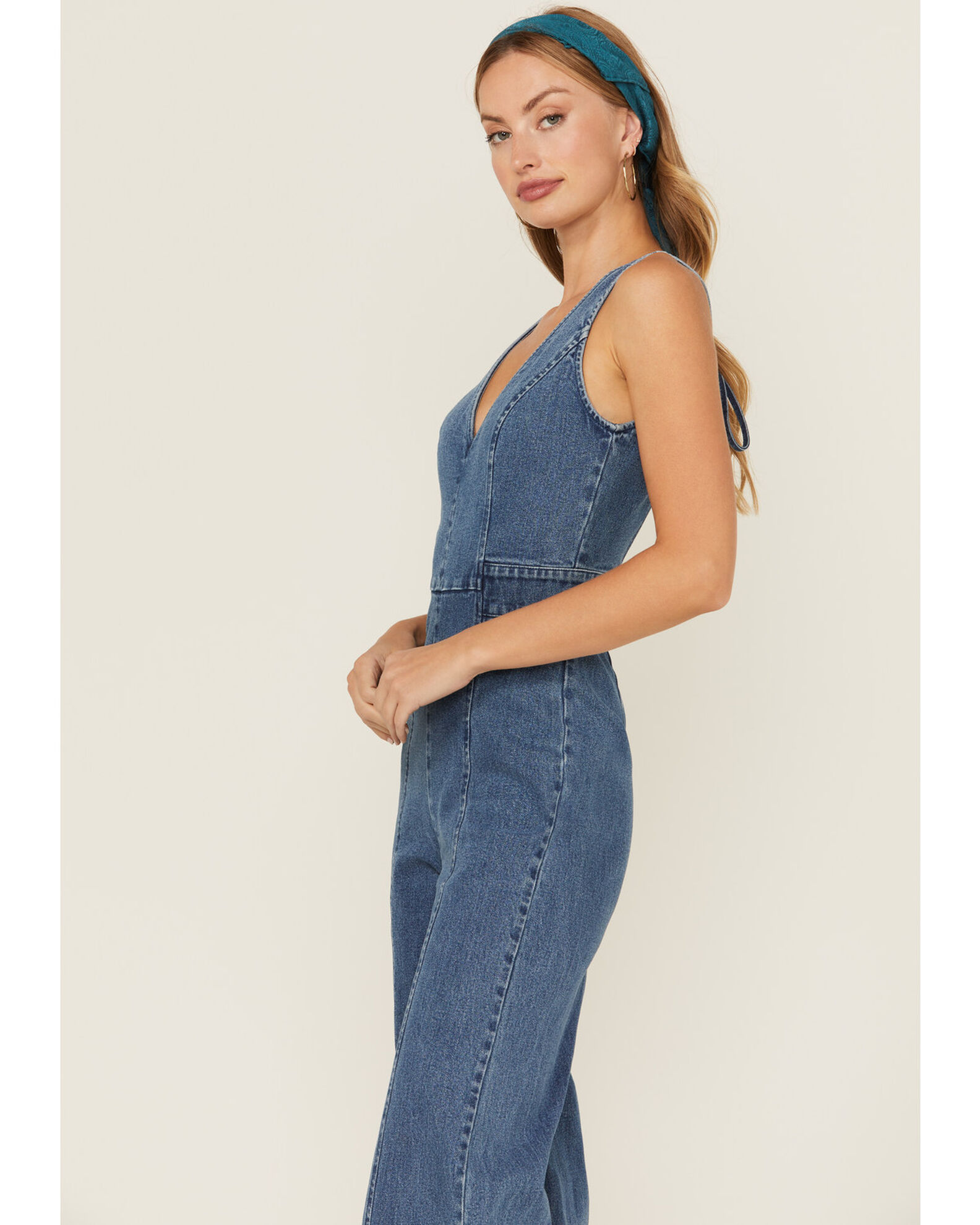 Denim tie back jumpsuit outlet