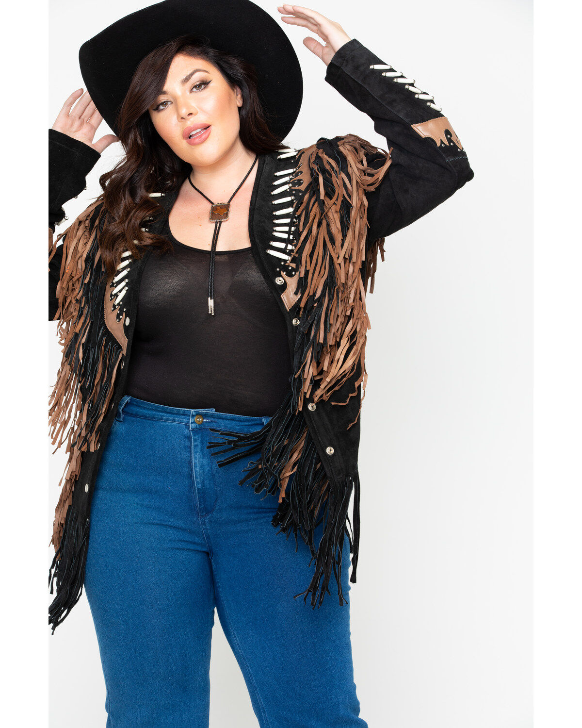 Image #5 - Liberty Wear Black Fringe Leather Jacket - Plus, , hi-res