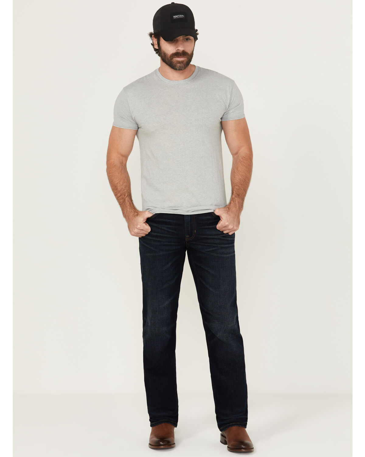 Image #1 - Brothers and Sons Men's Cochise Wash Tucker Slim Straight Stretch Denim Jeans, Dark Wash, hi-res