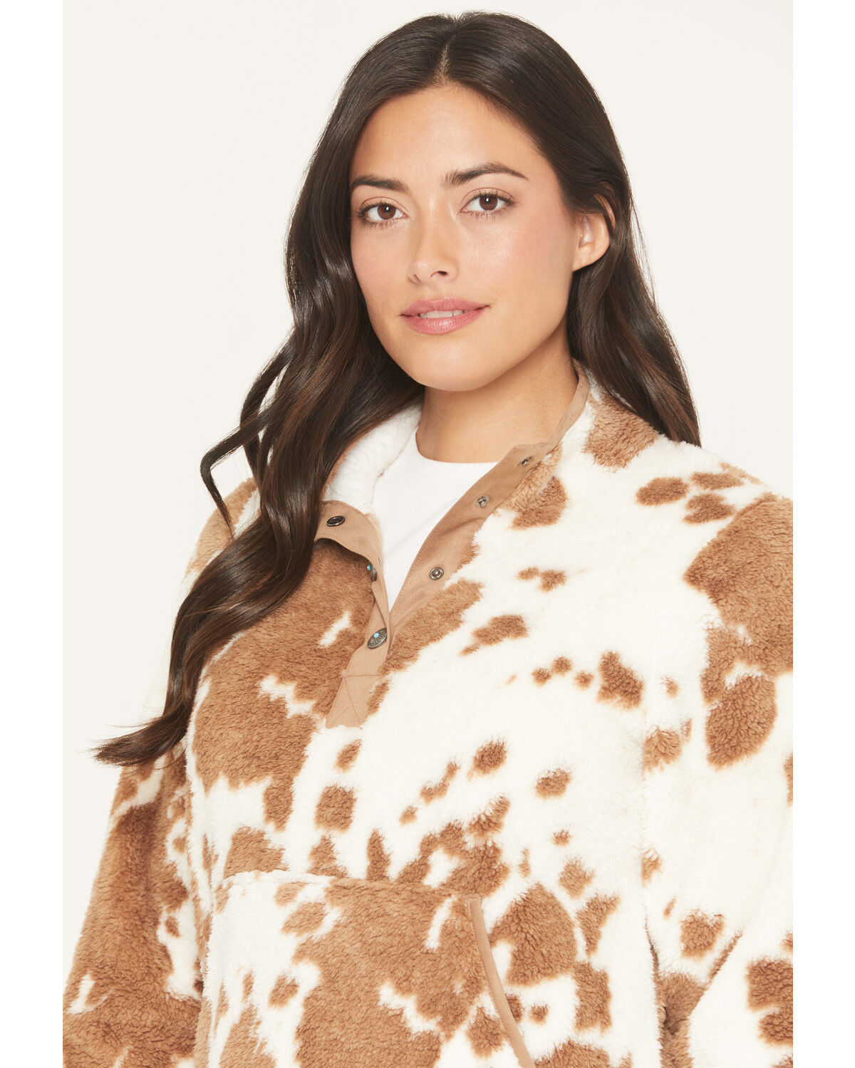 Image #2 - Shyanne Women's Roberta Polar Fleece Snap-Front Pullover, Coffee, hi-res