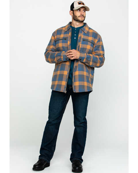 Image #6 - Hawx Men's Khaki Sherpa Lined Plaid Zip Front Work Shirt Jacket , , hi-res