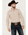 Image #1 - Cody James Men's Tough Guy Dobby Striped Print Long Sleeve Snap Western Shirt, Cream, hi-res