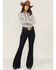 Panhandle Women's Digital Bandana Print Pearl Snap Western Shirt, White, hi-res