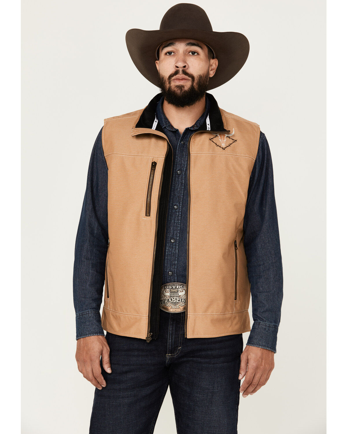 Image #1 - Cowboy Hardware Men's Buckskin Woodsman Tech Vest, Tan, hi-res