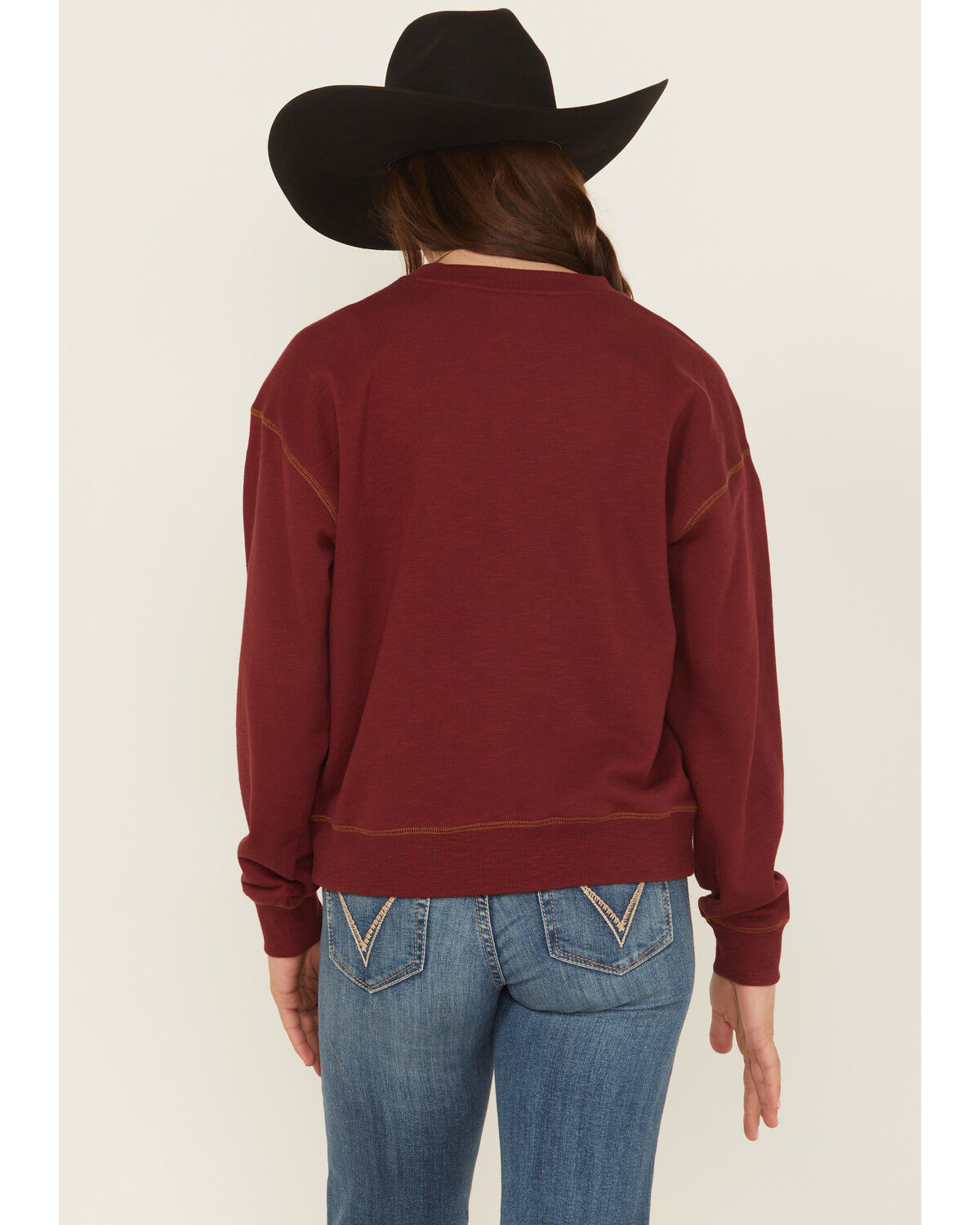 Image #4 - Ariat Women's Lasso Crewneck, Burgundy, hi-res