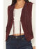 Image #3 - Scully Women's Suede Fringe Front Tie Vest, Ruby, hi-res