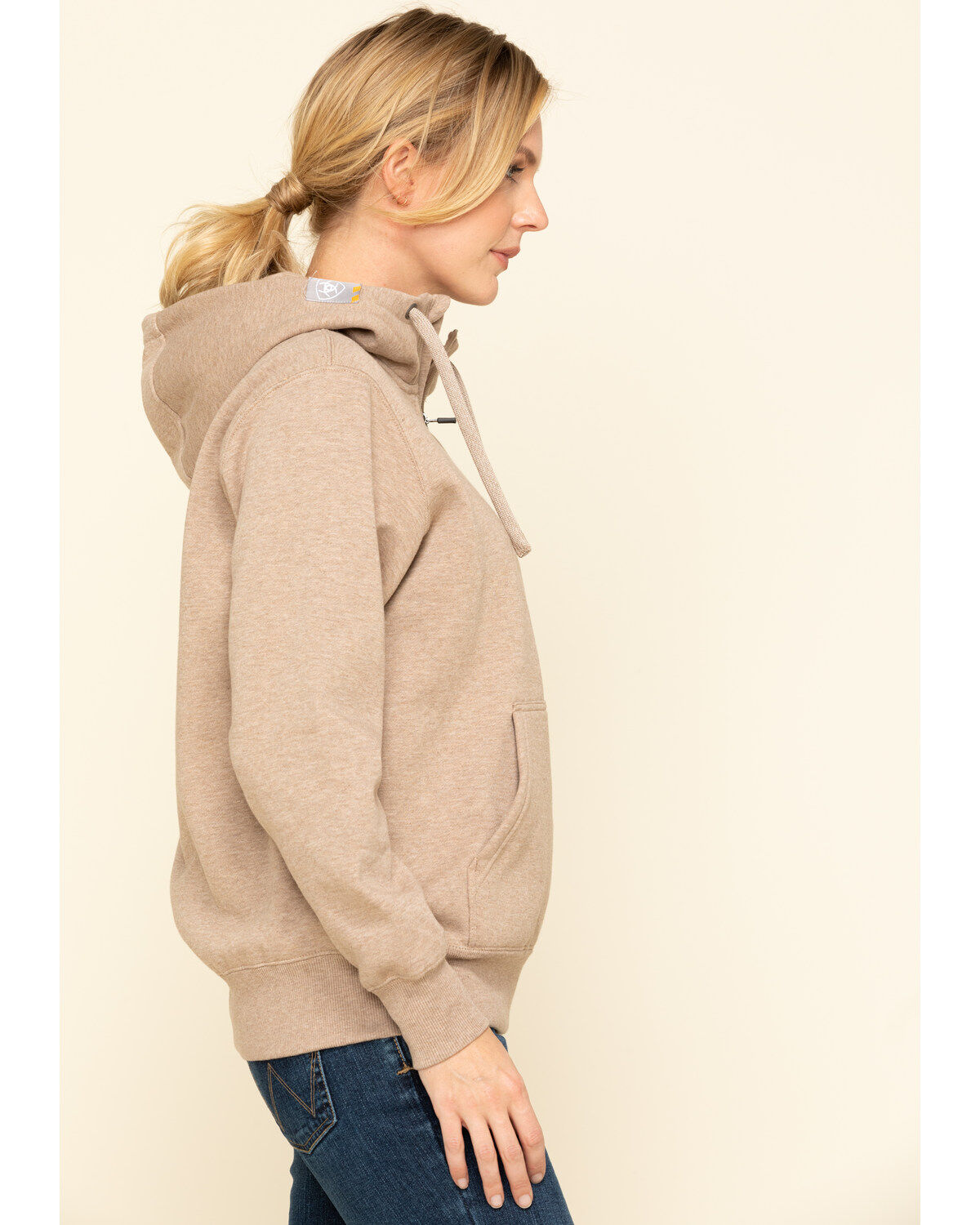 Image #3 - Ariat Women's Dark Oatmeal Heather Rebar Skill Set Zip Hooded Pullover, , hi-res