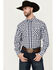 Image #1 - Ariat Men's Ezra Plaid Print Long Sleeve Pearl Snap Performance Western Shirt, Dark Grey, hi-res