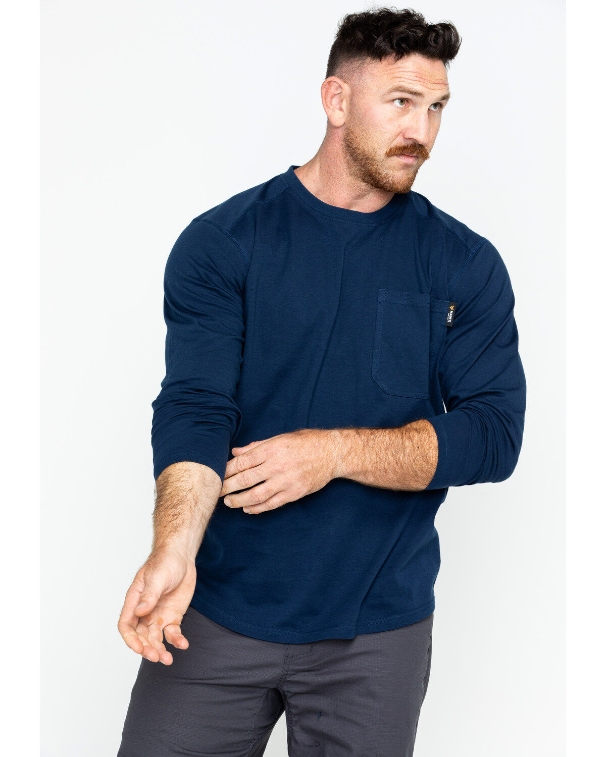 Image #1 - Hawx Men's Solid Pocket Crew Long Sleeve Work T-Shirt, , hi-res