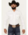 Image #1 - Ely Walker Men's Diamond Southwestern Print Long Sleeve Snap Western Shirt, White, hi-res