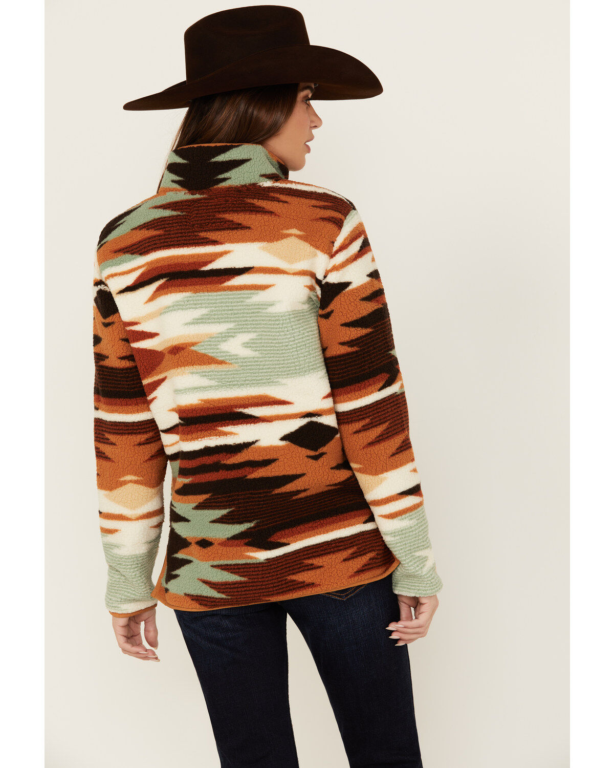 Image #4 - Wrangler Women's Southwestern Sherpa Fleece 1/2 Zip Pullover, , hi-res