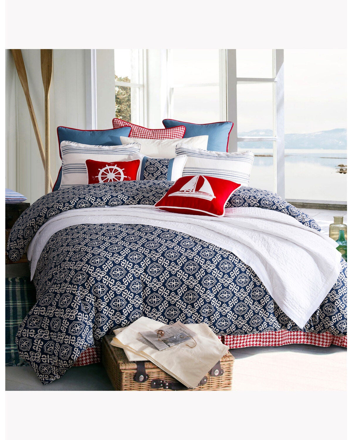 HiEnd Accents St. Clair Queen Size Bedding Set - 4 Piece, Blue, hi-res