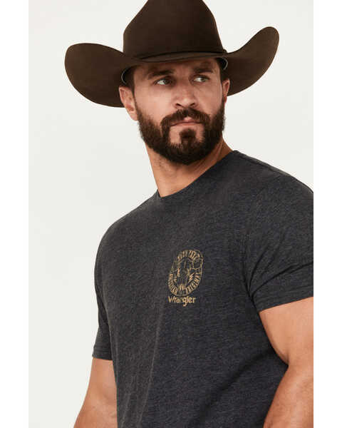 Image #3 - Wrangler Men's Boot Barn Exclusive Bull Skull Stamp Short Sleeve Graphic T-Shirt, Black, hi-res