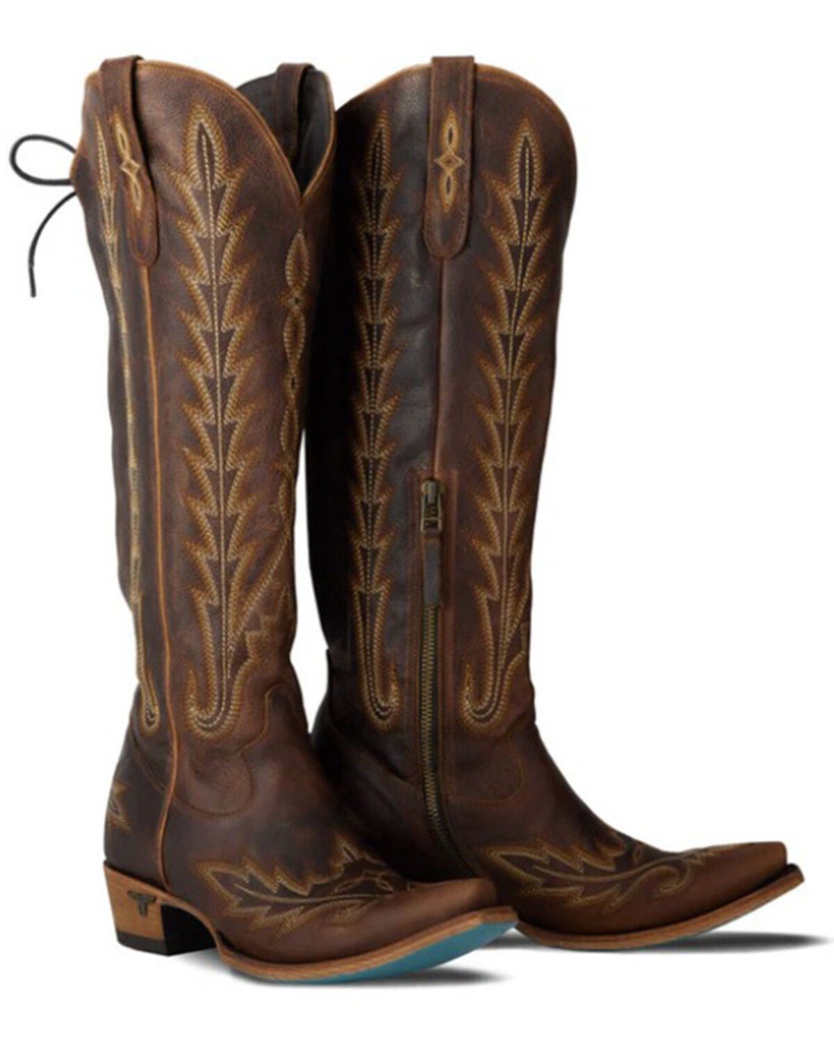 Lane Women's Lexington Knee High Corset Western Boots - Snip Toe, Cognac, hi-res