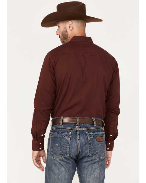 Ariat Men's Jurlington Retro Fit Solid Long Sleeve Pearl Snap Western Shirt, Chocolate, hi-res