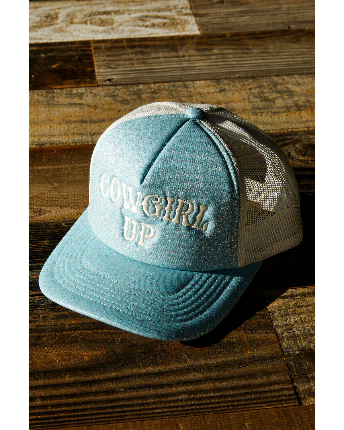 Image #1 - Shyanne Girls' Cowgirl Up Glitter Foam Ball Cap, Light Blue, hi-res