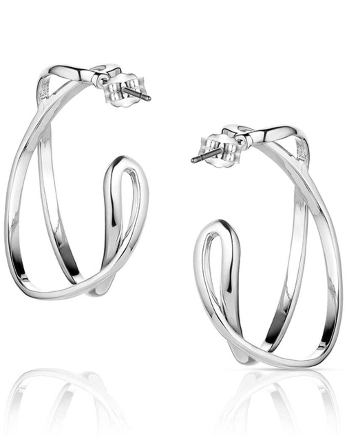 Image #2 - Montana Silversmiths Women's Daring Crossed Hoop Earrings, Silver, hi-res