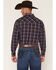 Image #4 - Ely Walker Men's Plaid Print Long Sleeve Pearl Snap Western Shirt, Navy, hi-res