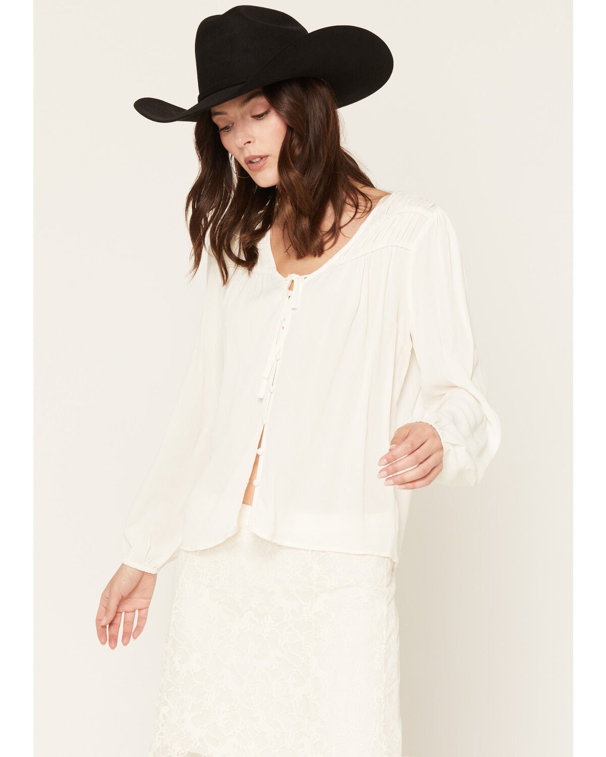 Image #1 - Idyllwind Women's Delwood Button-Front Long Sleeve Blouse, Ivory, hi-res