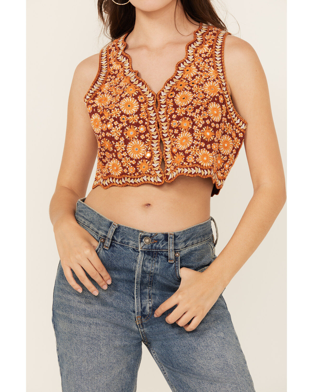 Image #3 - Shyanne Women's Poplin Embellished Vest, Fired Brick, hi-res