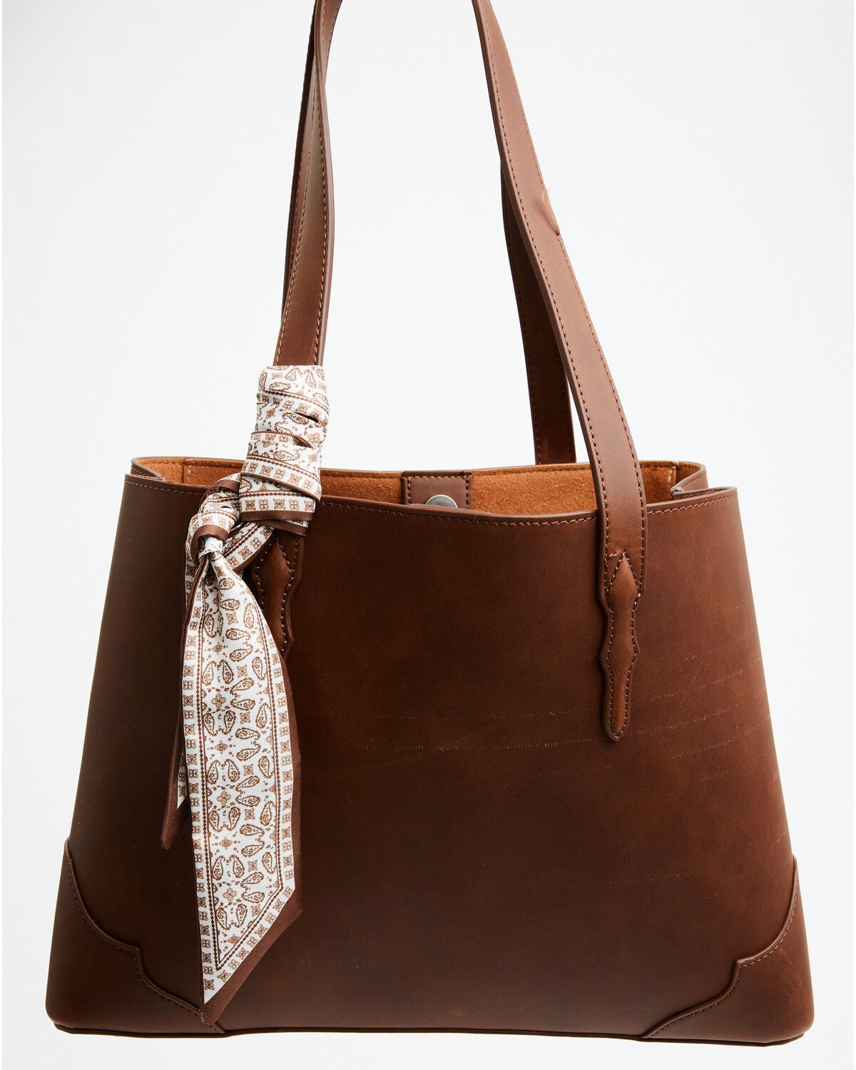 Image #2 - Justin Women's Signature Tote with Paisley Print Scarf, Brown, hi-res