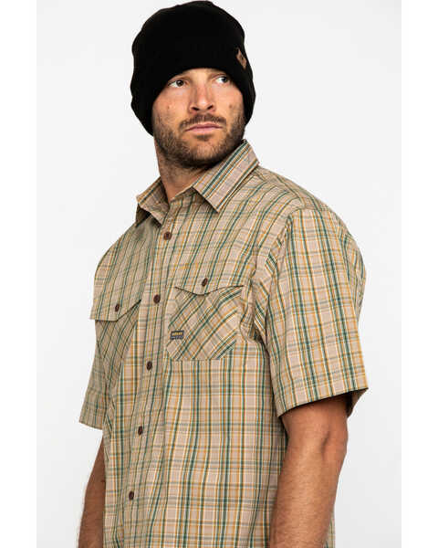 Image #3 - Ariat Men's Tan Plaid Rebar Made Tough Short Sleeve Work Shirt, Beige/khaki, hi-res