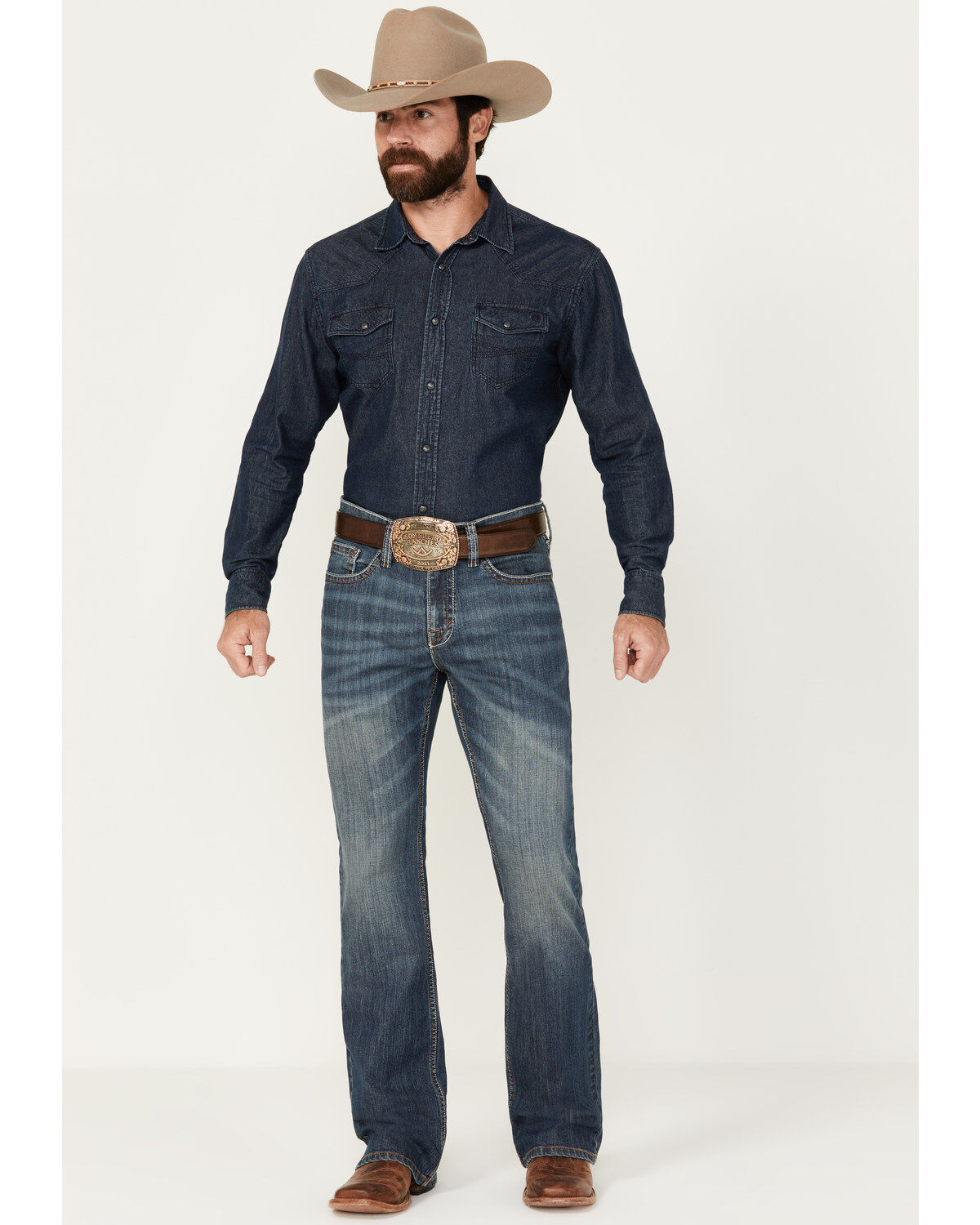 Image #1 - Cody James Men's Colton Medium Wash Relaxed Bootcut Stretch Denim Jeans, Medium Wash, hi-res