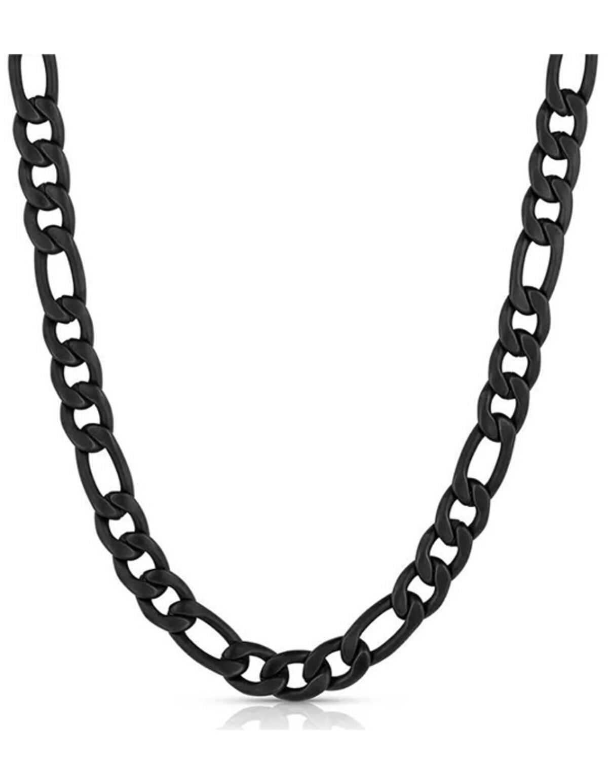 Montana Silversmiths Men's Midnight Onyx Figaro Chain Necklace, Black, hi-res