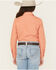 Image #4 - Cruel Girl Girls' Striped Long Sleeve Pearl Snap Western Shirt, Coral, hi-res
