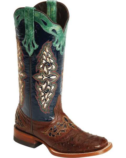 Lucchese Women's Handmade 1883 Amberlyn Full Quill Ostrich Western Boots - Square Toe , Sienna, hi-res