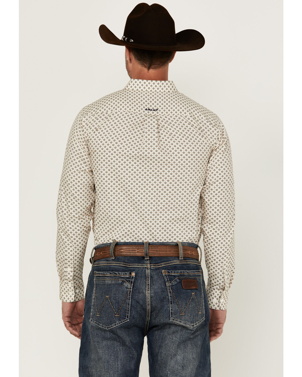 Image #4 - Ariat Men's Fraiser Geo Print Long Sleeve Button-Down Western Shirt, Cream, hi-res