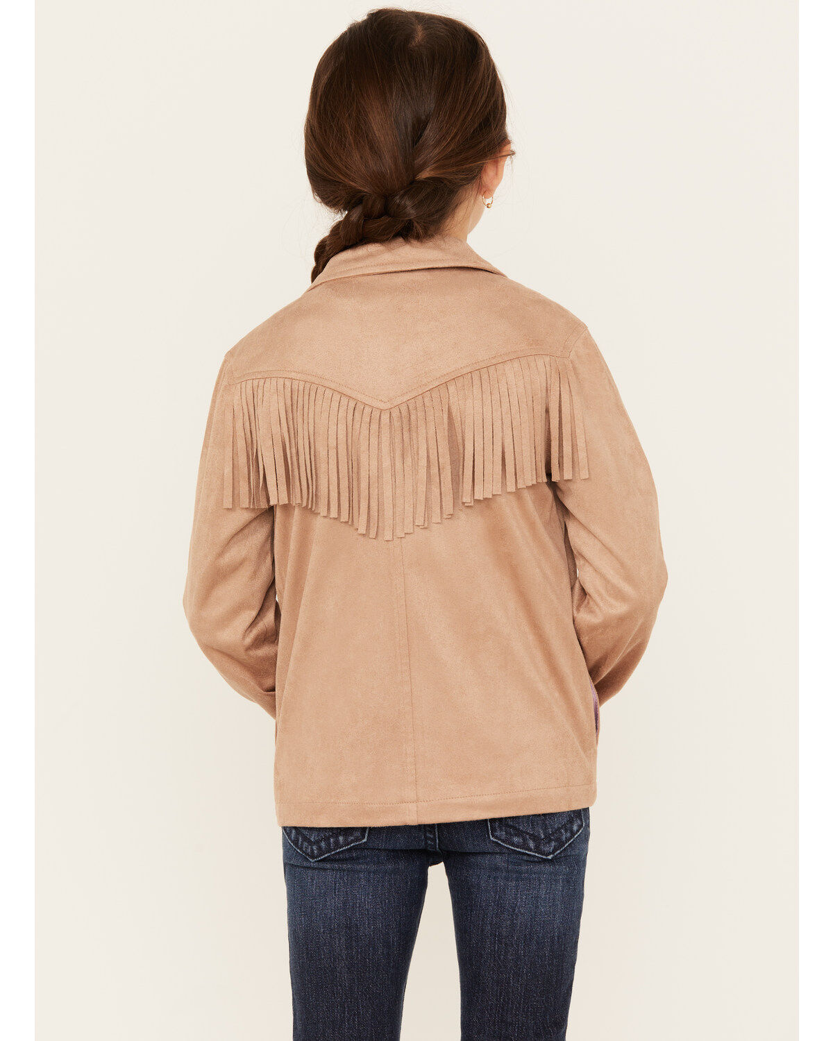 Image #4 - Shyanne Girls' Faux Suede Fringe Jacket, Tan, hi-res