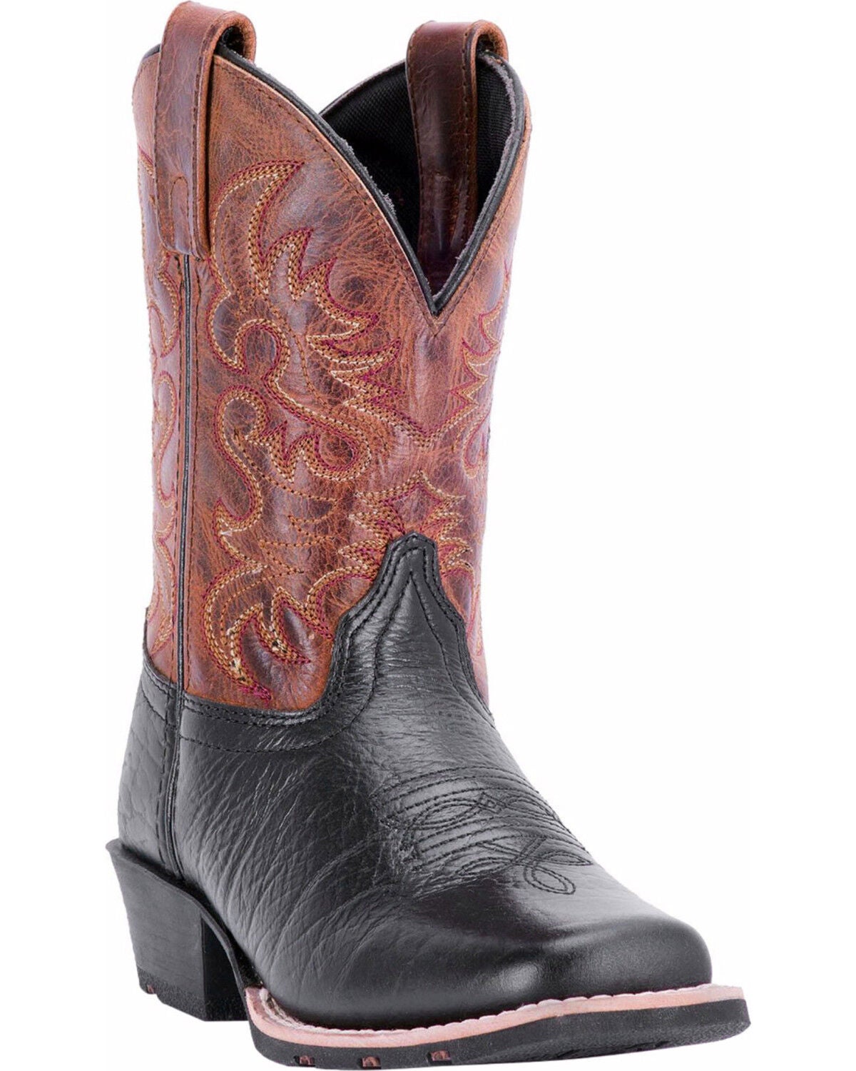 Bottes Western Dan Post Garçon Taille 13D - Marron/rouille, Mi-mollet, Bout Carré